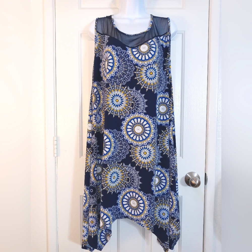 Retro Summer Dress with Mesh Top 2X